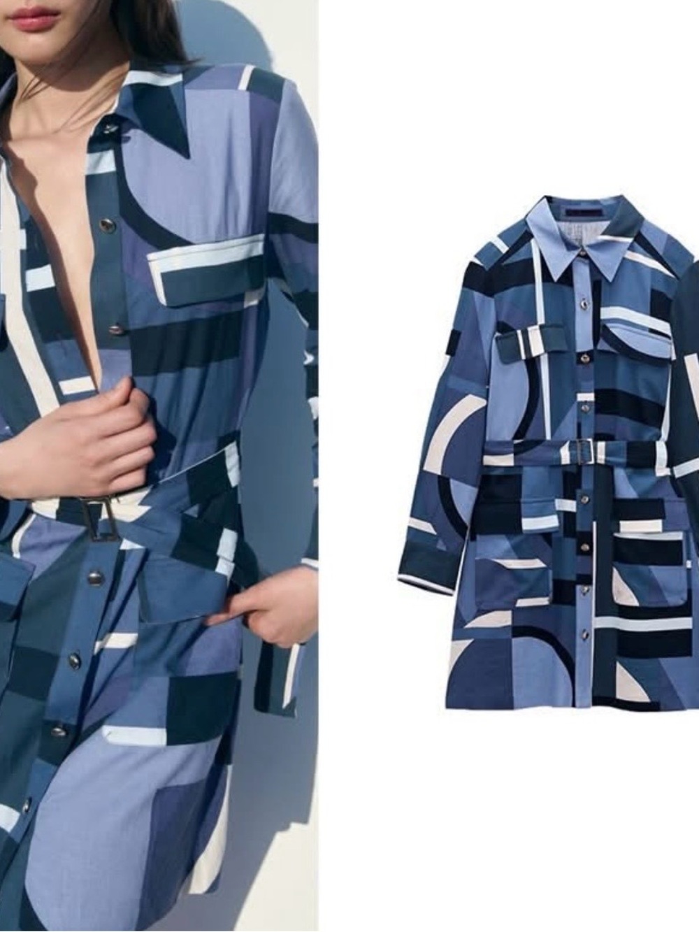 Zara Belted Shirt Dress Size XL EUC